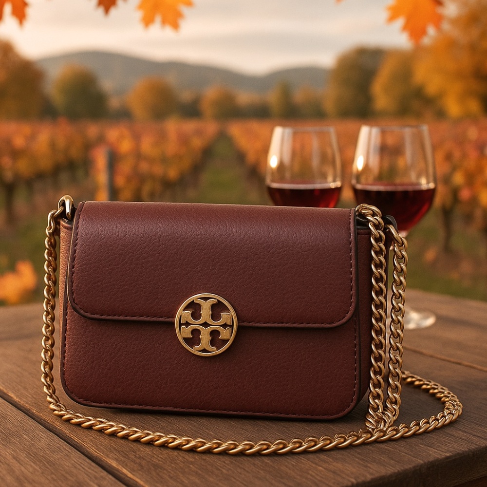 NEW Tory Burch Chelsea Garnet Wine Red Leather Mini Crossbody/Shoulder Bag AUTH